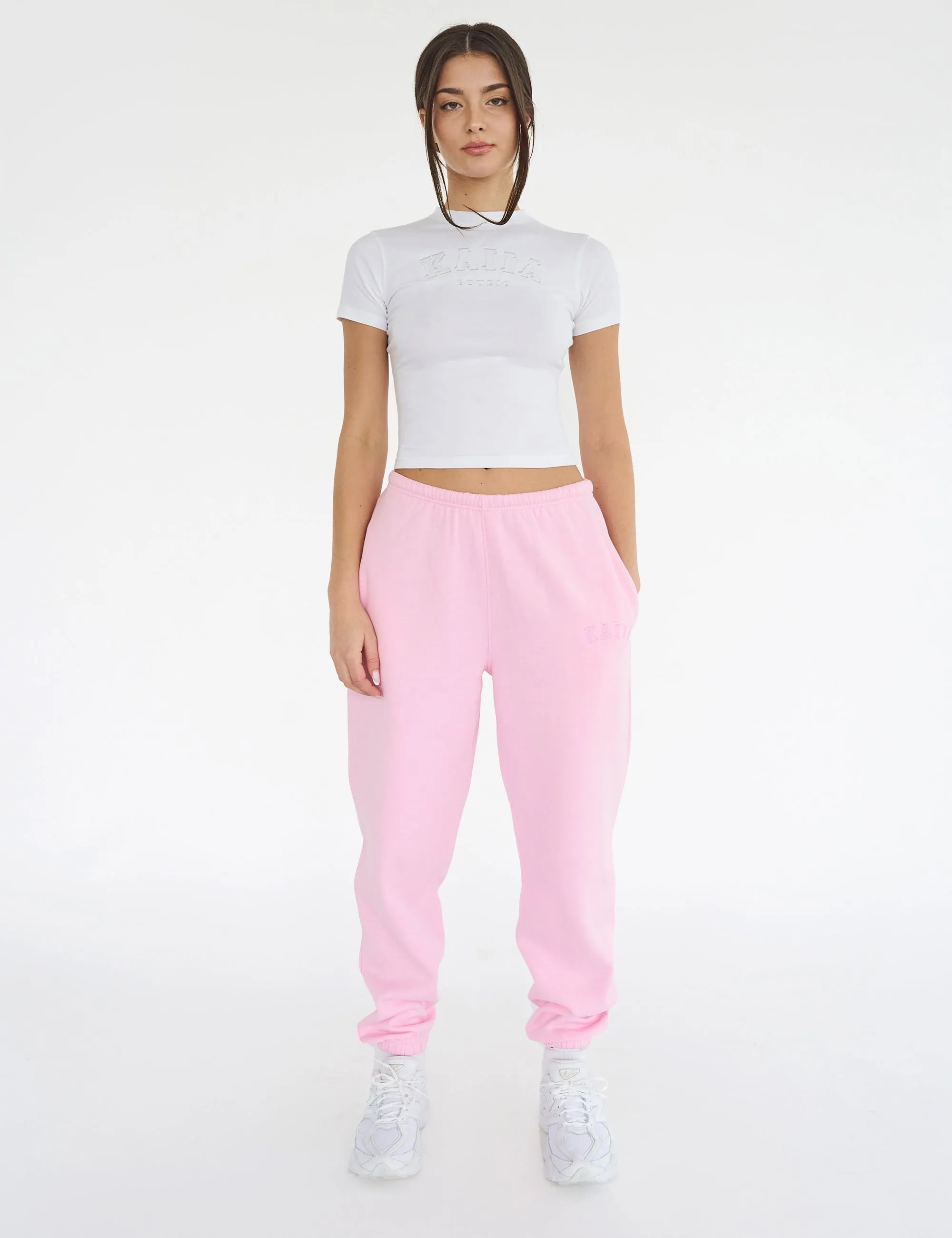 Kaiia Logo Cuffed Joggers Baby Pink