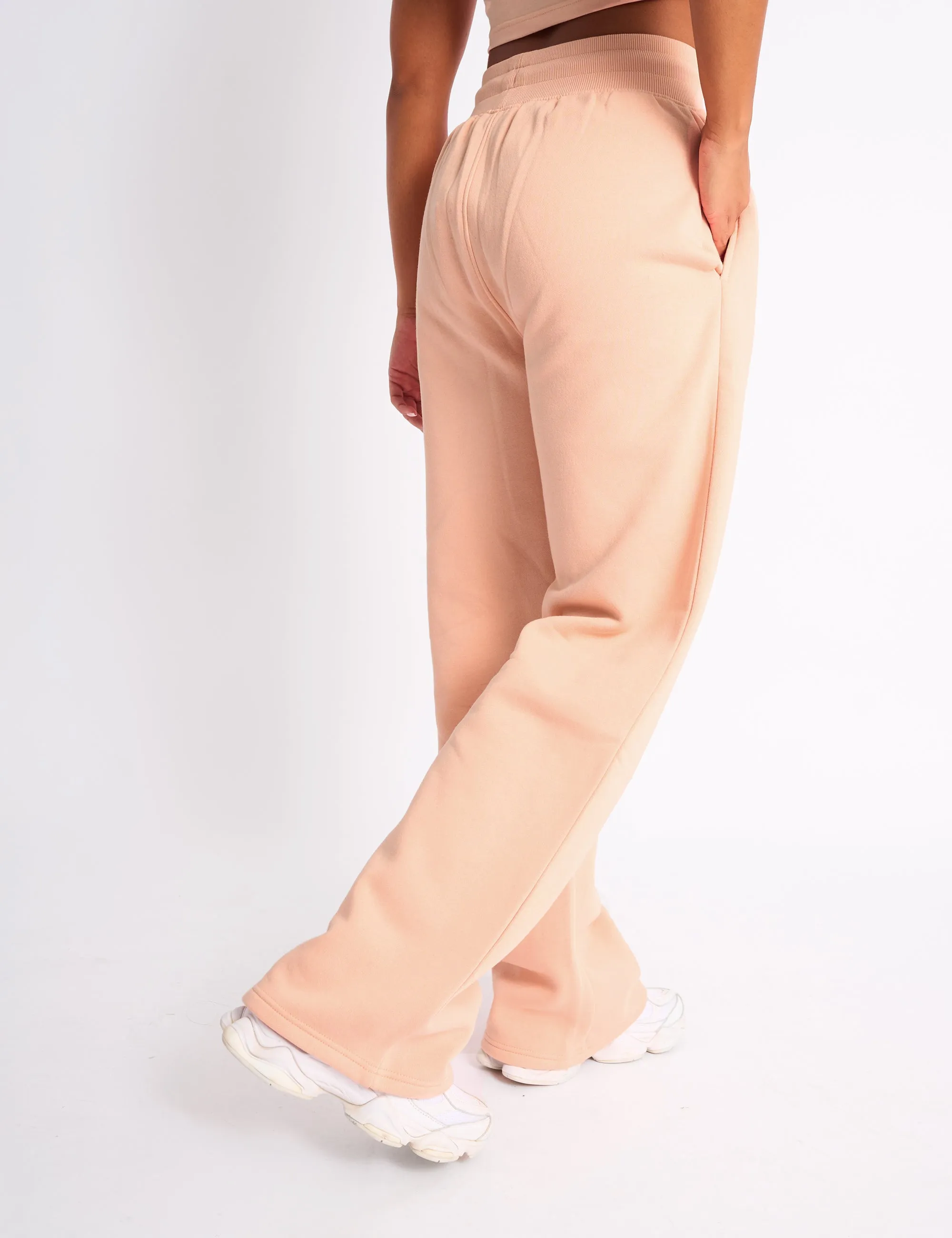 Kaiia Logo Wide Leg Joggers Apricot