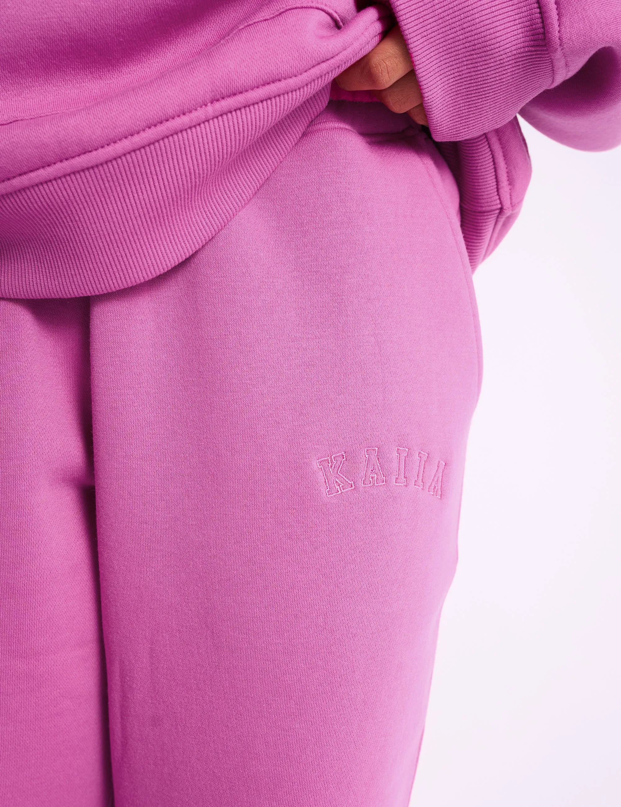 Kaiia Logo Wide Leg Joggers Bubblegum Pink