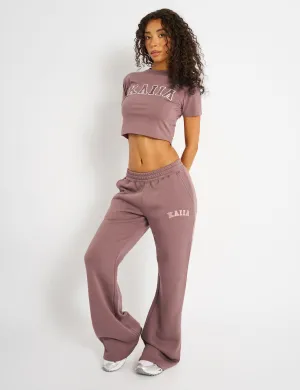 Kaiia Logo Wide Leg Joggers Rose