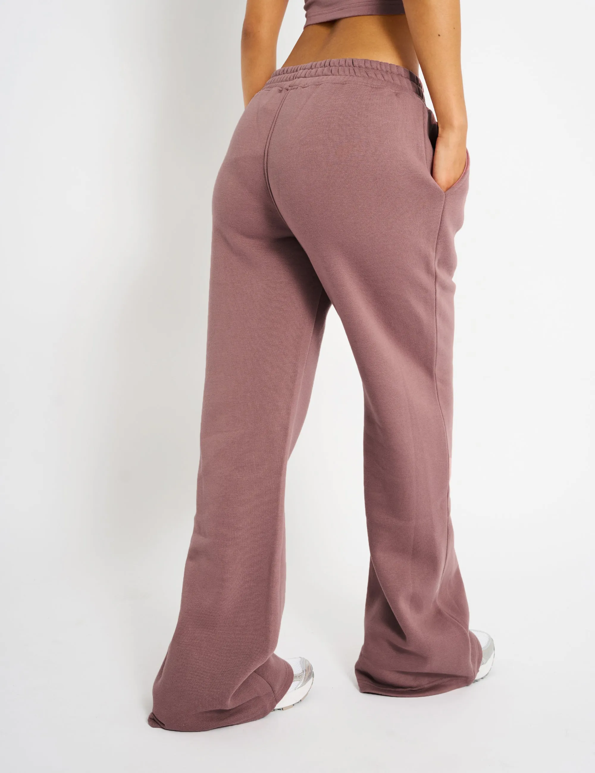 Kaiia Logo Wide Leg Joggers Rose