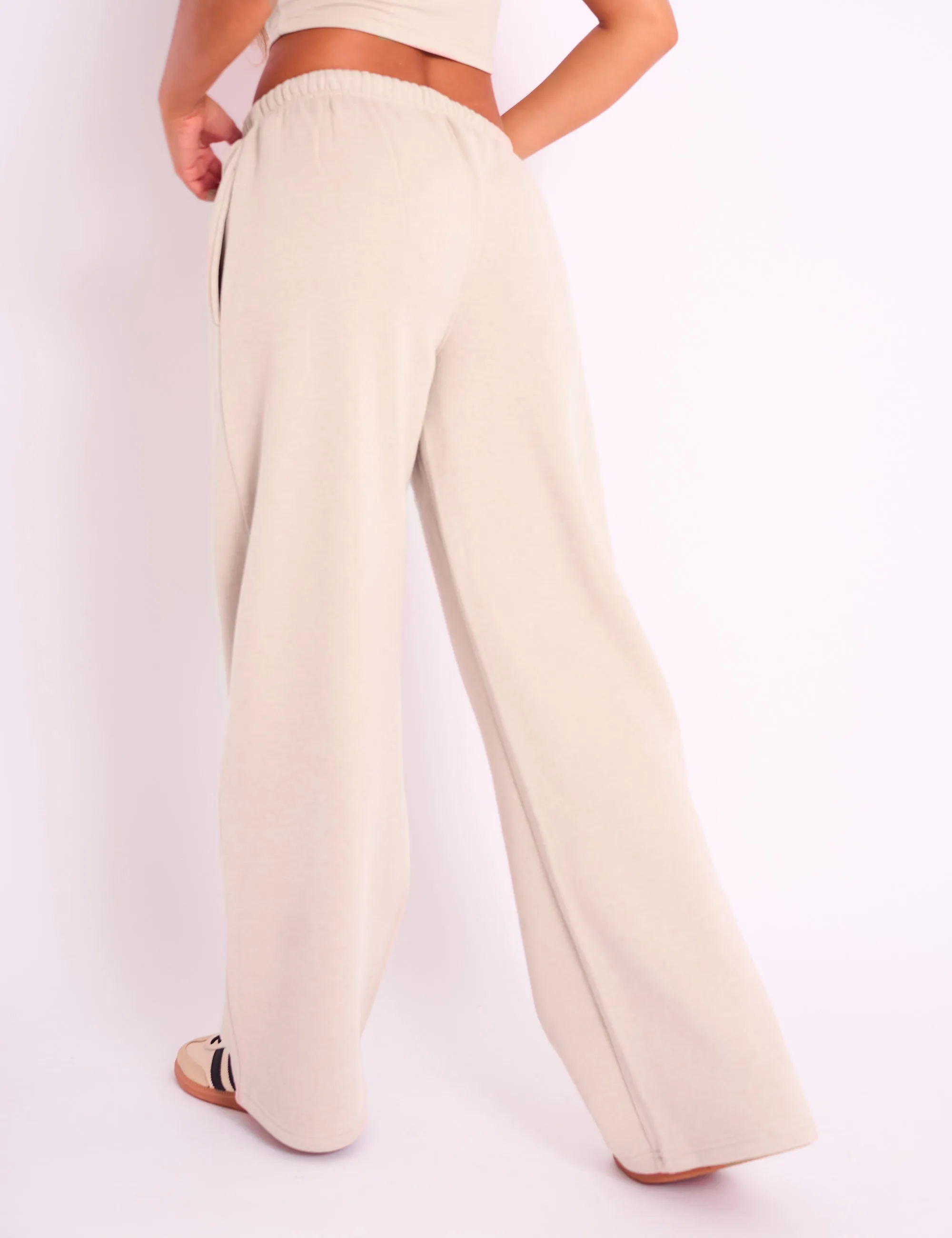 Kaiia Logo Wide Leg Joggers Sand