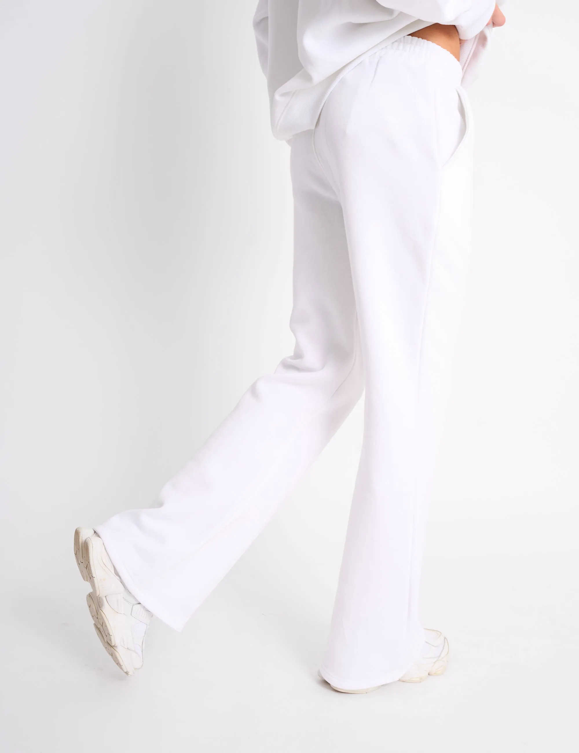 Kaiia Logo Wide Leg Joggers White & Sand