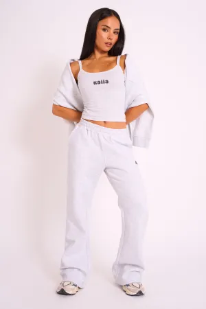 Kaiia Studio Bubble Logo Wide Leg Jogger Grey Marl