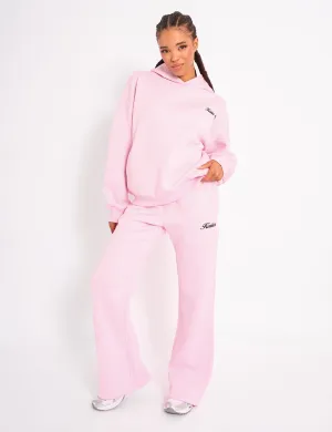 Kaiia Wide Leg Joggers Baby Pink & Black