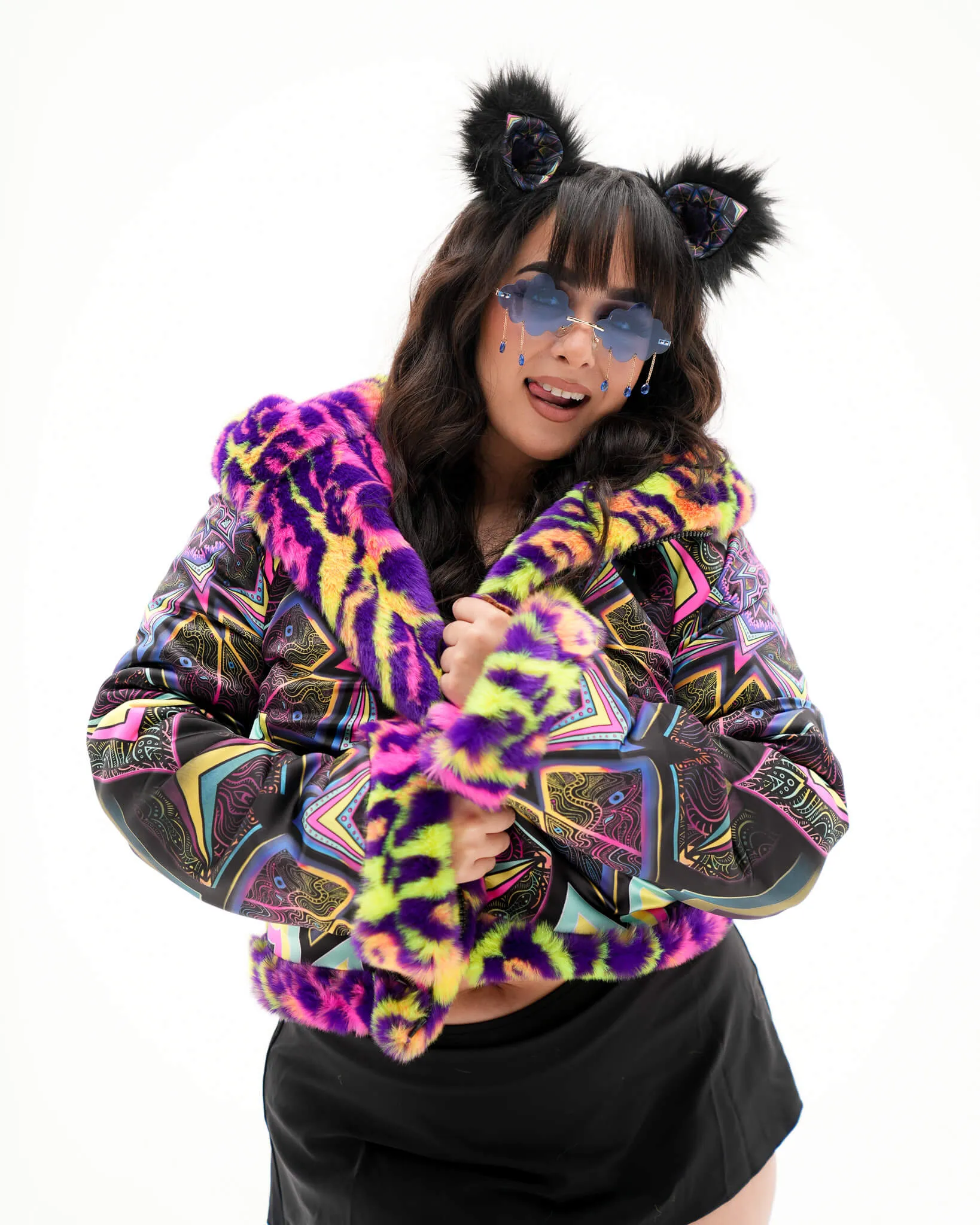 Kaleidodope Reversible Faux Fur Jacket