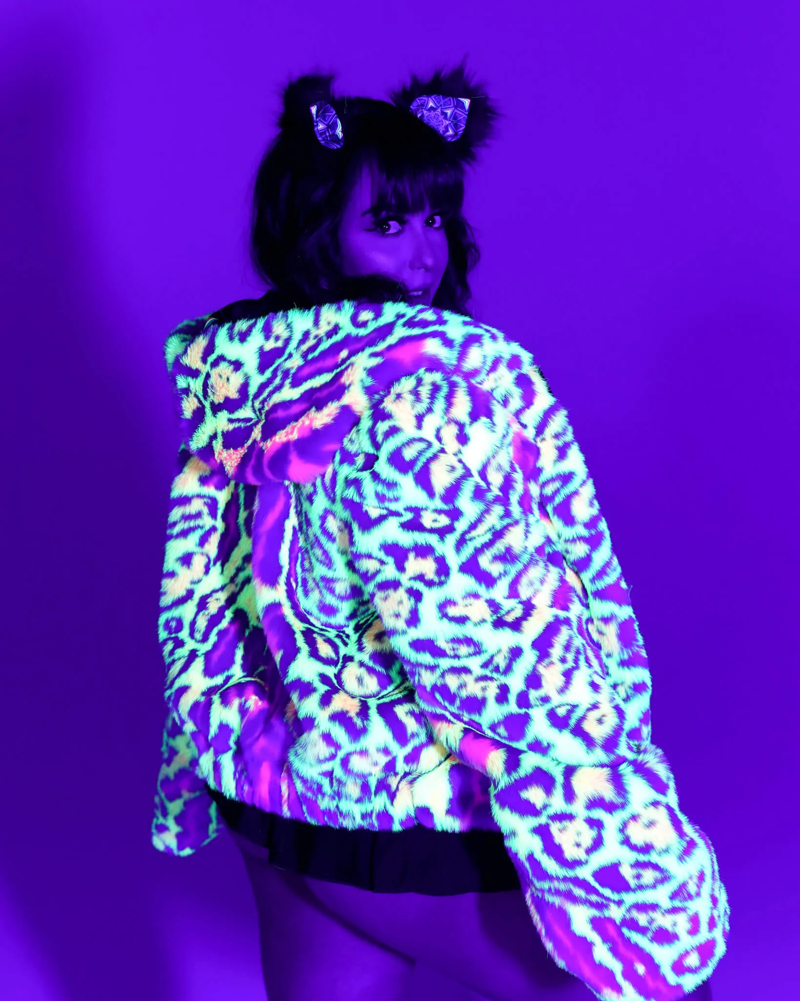 Kaleidodope Reversible Faux Fur Jacket