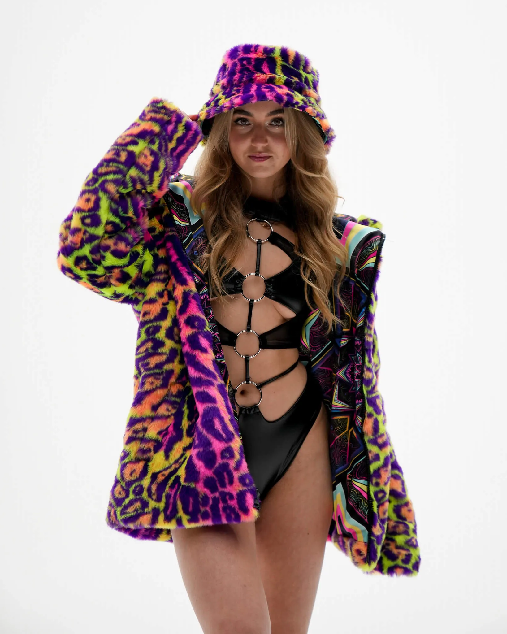 Kaleidodope Reversible Faux Fur Jacket