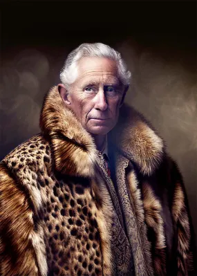 King Charles III Leopard Fur Coat Print