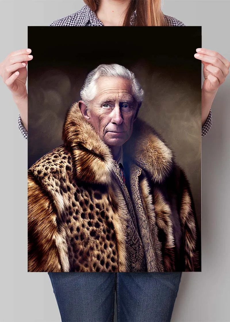 King Charles III Leopard Fur Coat Print