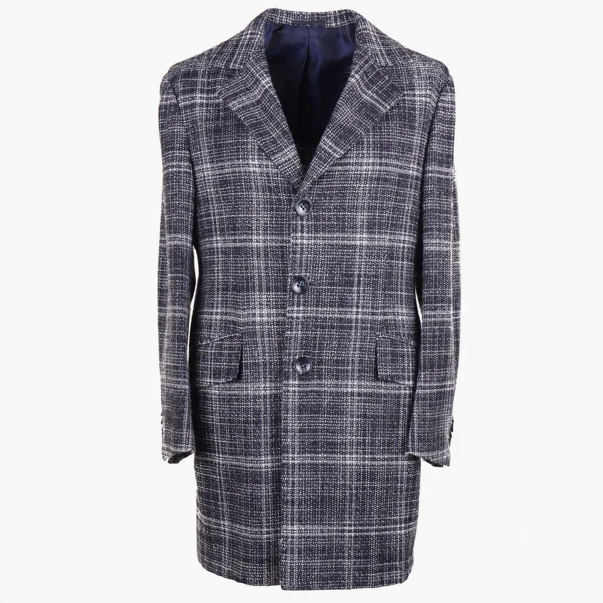 Kiton Woven Check Cashmere Overcoat