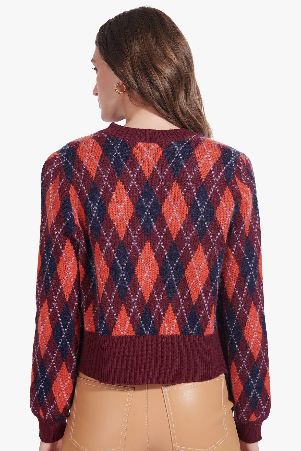 KNAVE CARDIGAN | BORDEAUX ARGYLE