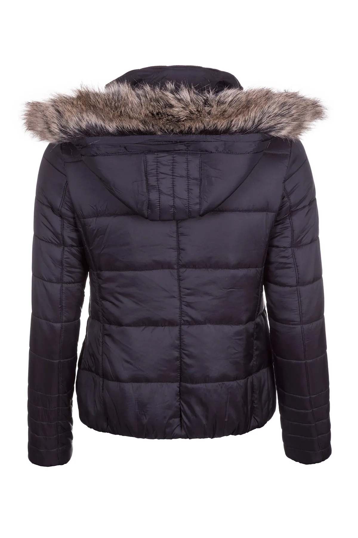 Ladies Short Fur Trim Coat - Arram