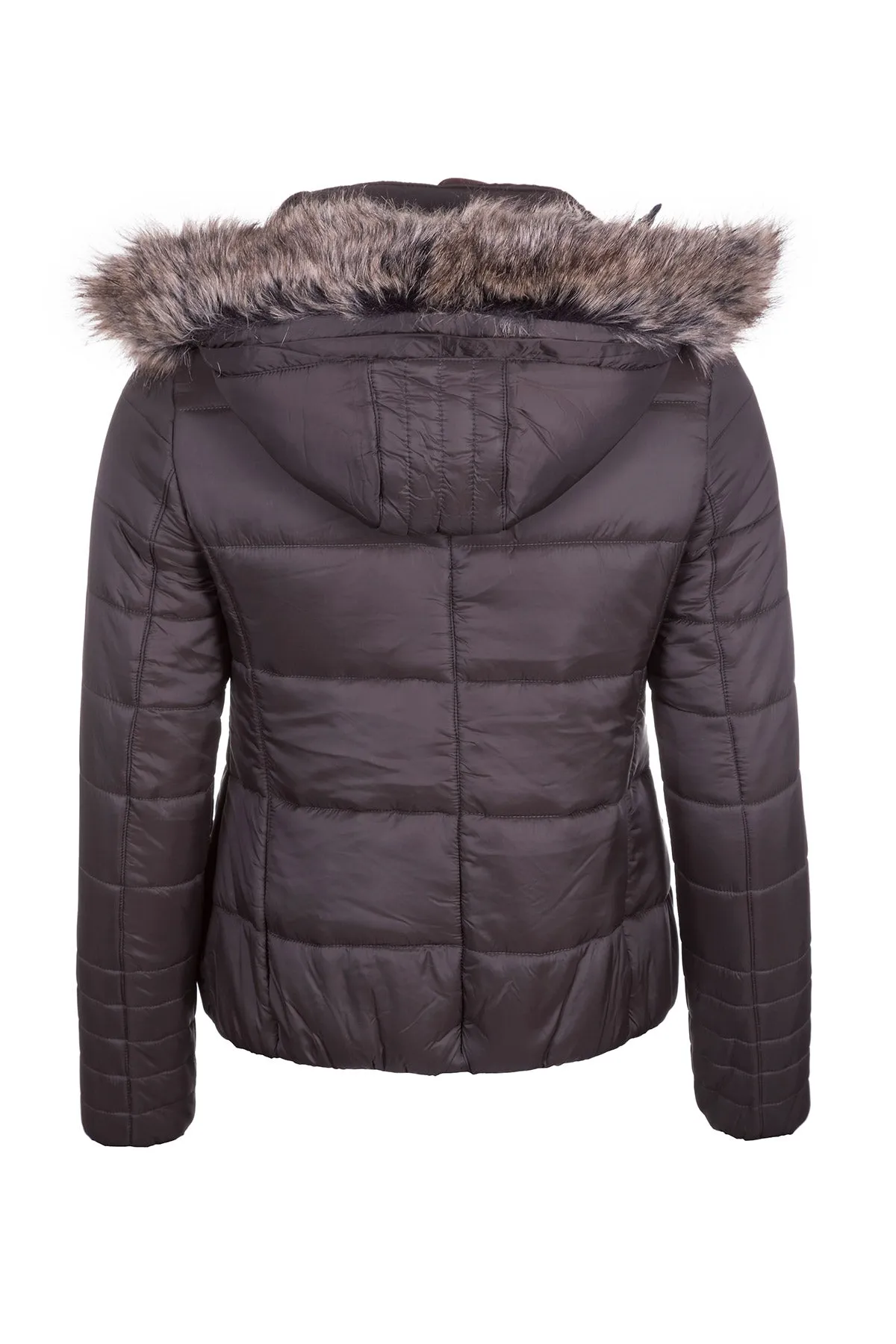 Ladies Short Fur Trim Coat - Arram