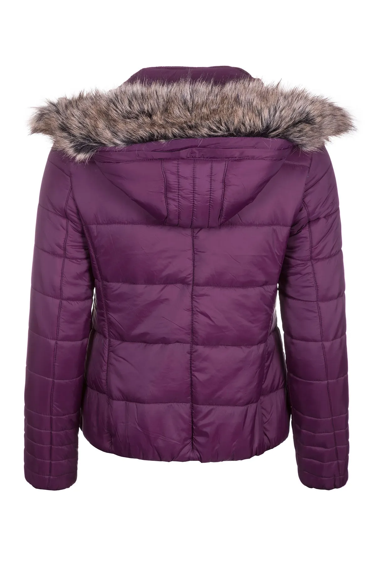 Ladies Short Fur Trim Coat - Arram