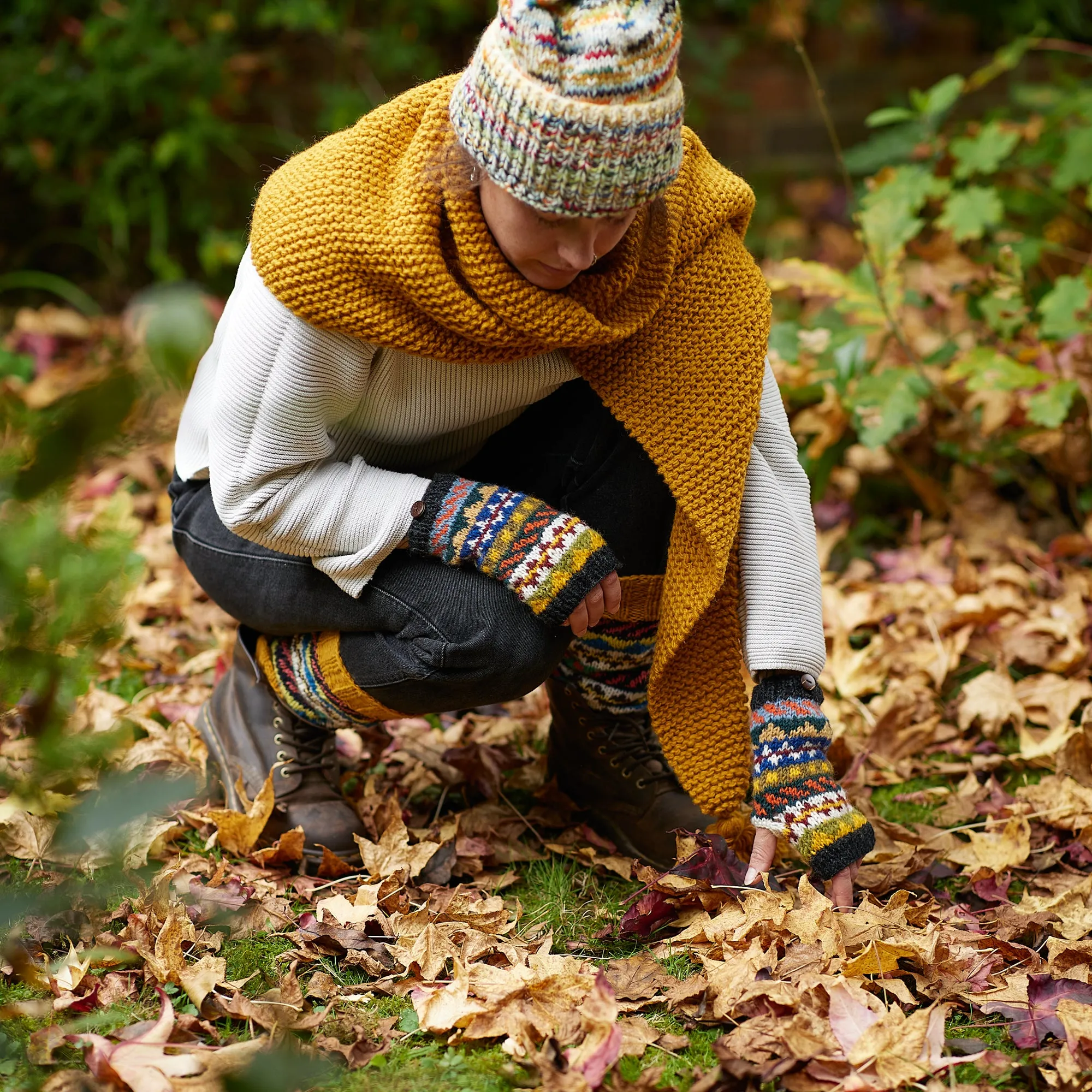 LAMBA Eco Wristwarmer Fingerless Gloves Waste Wool