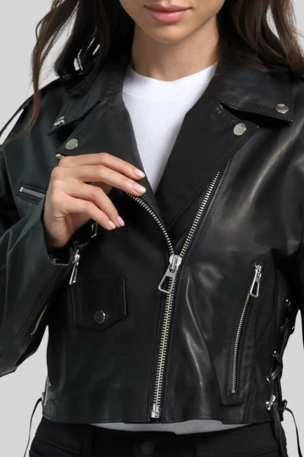 Lara Leather Moto Jacket