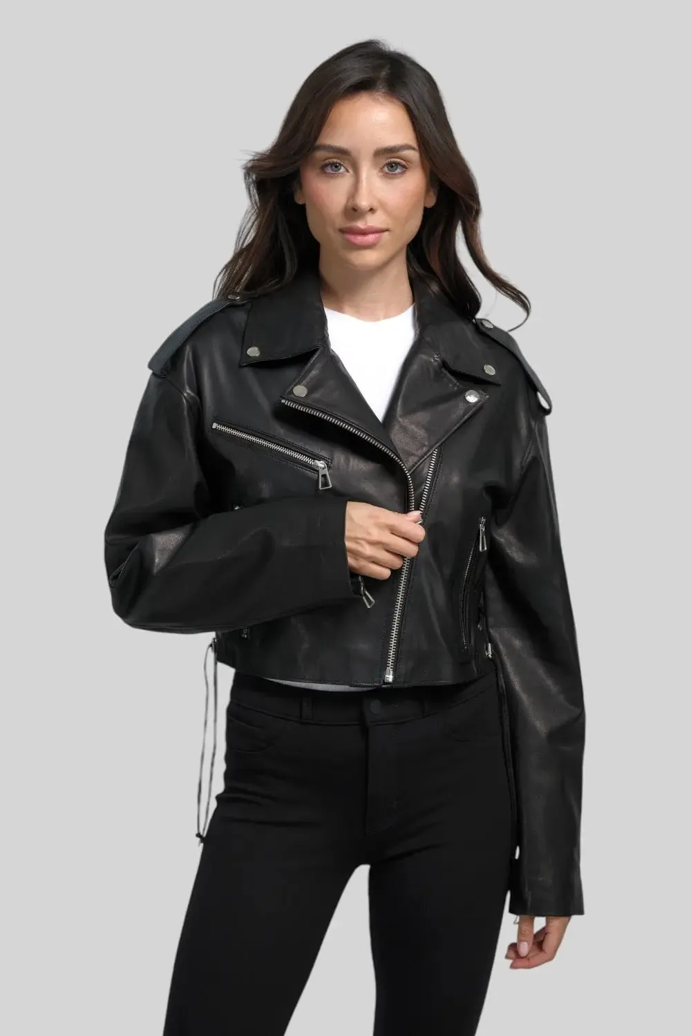 Lara Leather Moto Jacket