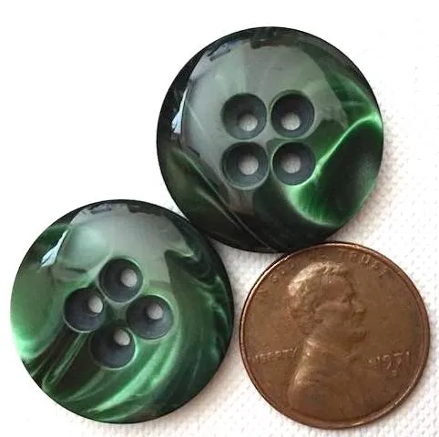 LAST ONES, Designer Coat Button 7/8", Round, Green "Ocean"