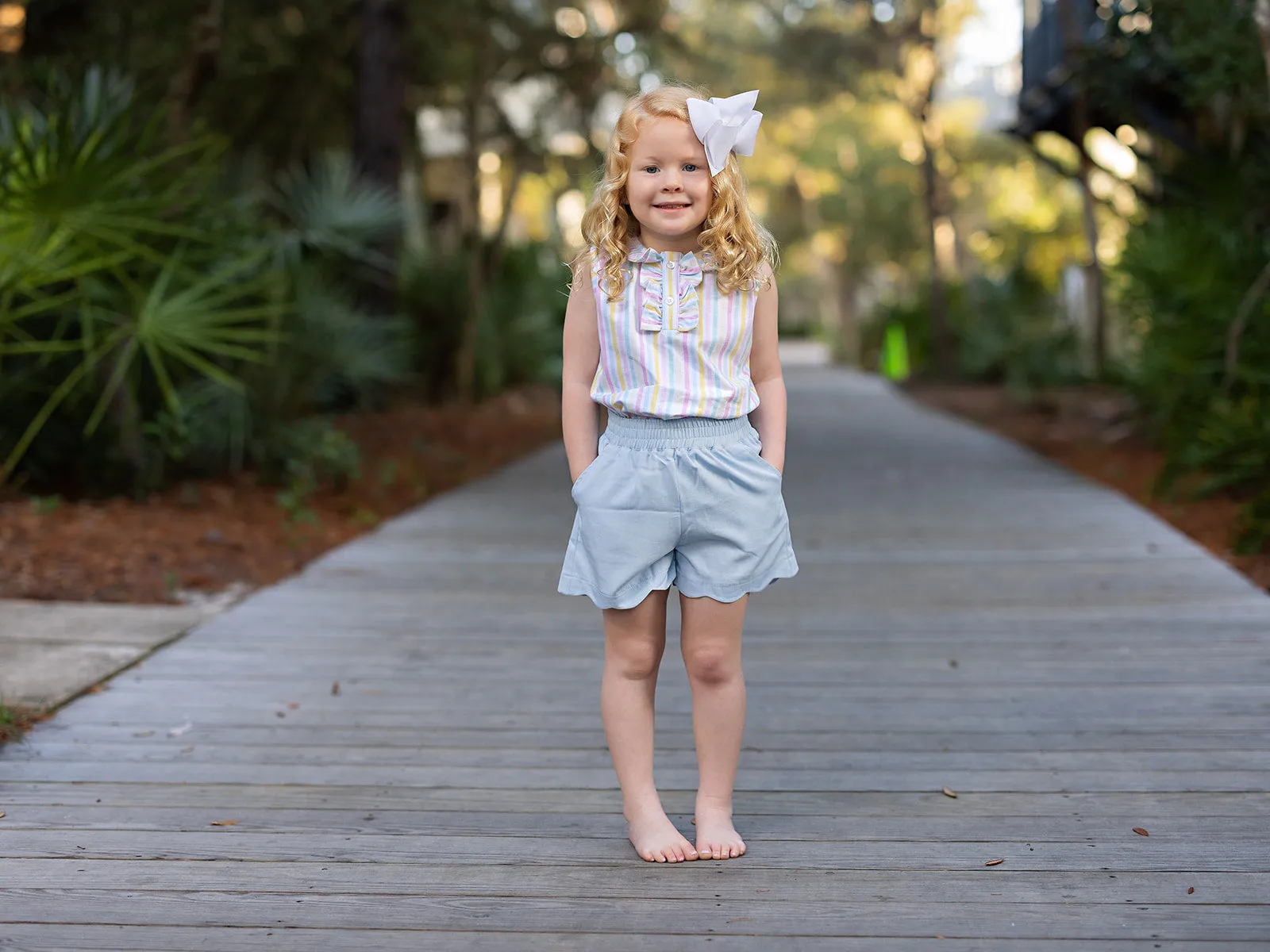 Laura Lt Blue Twill Shorts