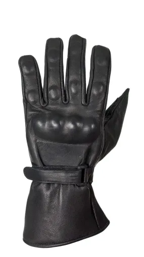 Leather Gauntlet Gloves With Hard Knuckle Protector, GLZ11-DL