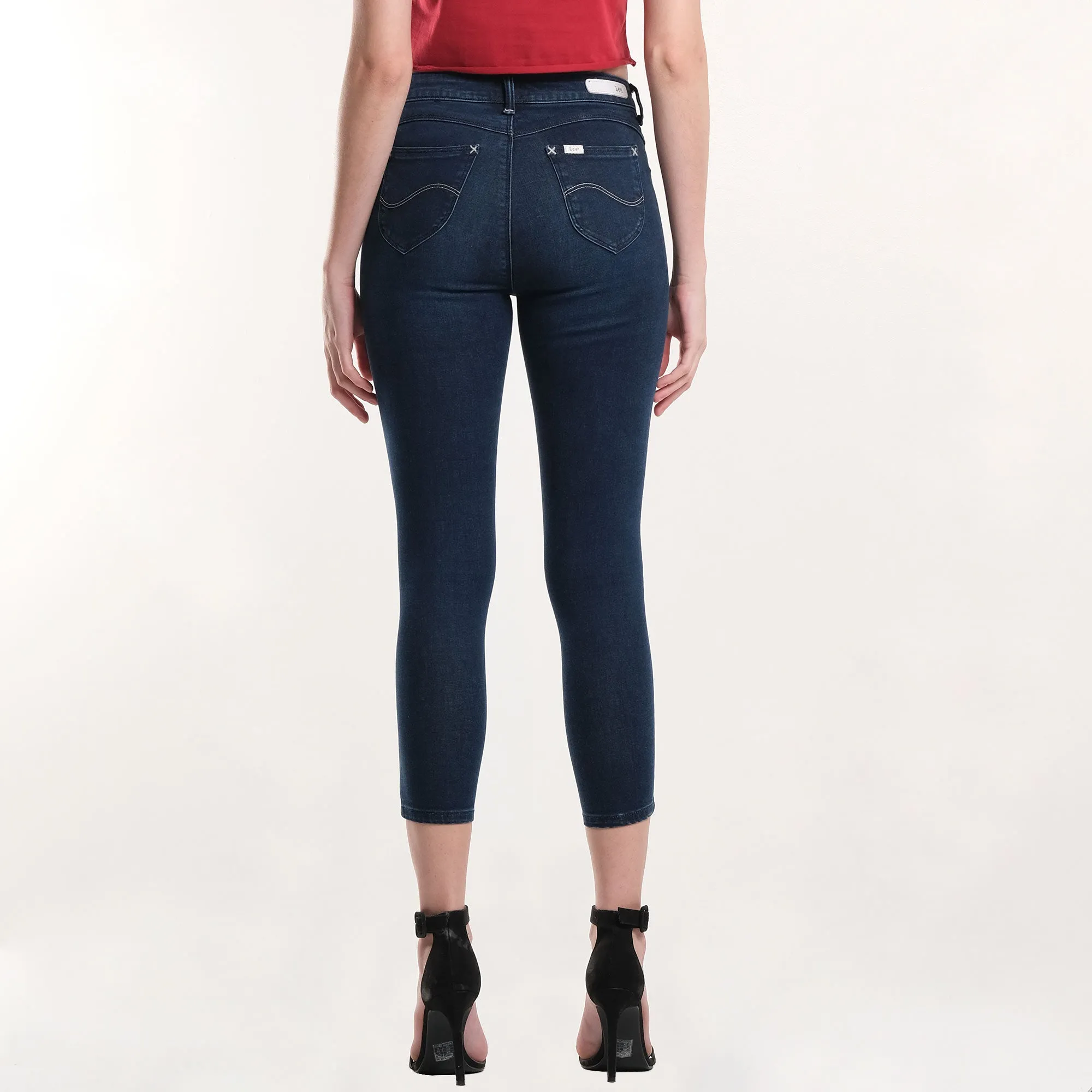 LEE LADIES HIGH WAIST SKYLER DENIM PANTS IN WORN EBONY