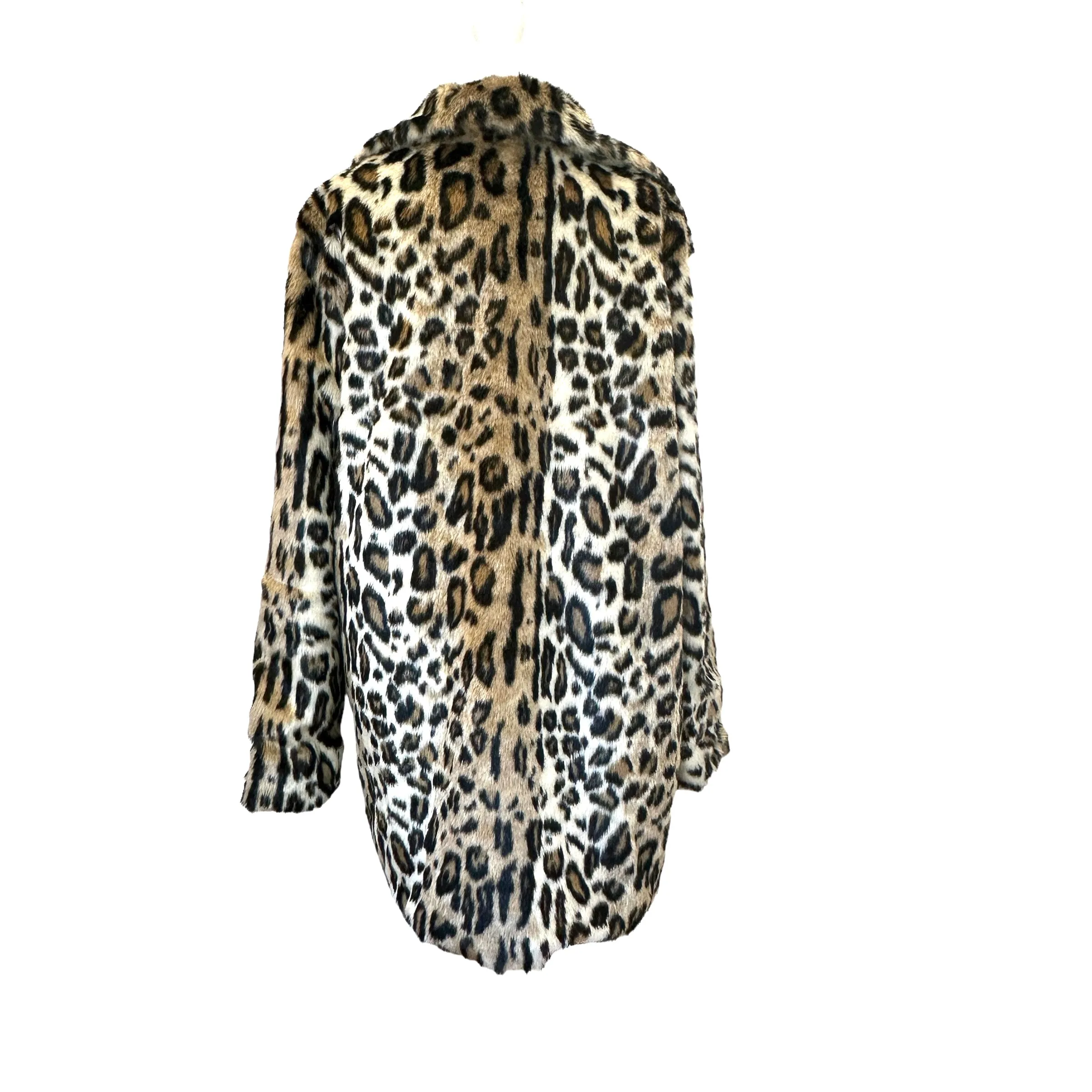 Leopard Faux Fur Coat - M