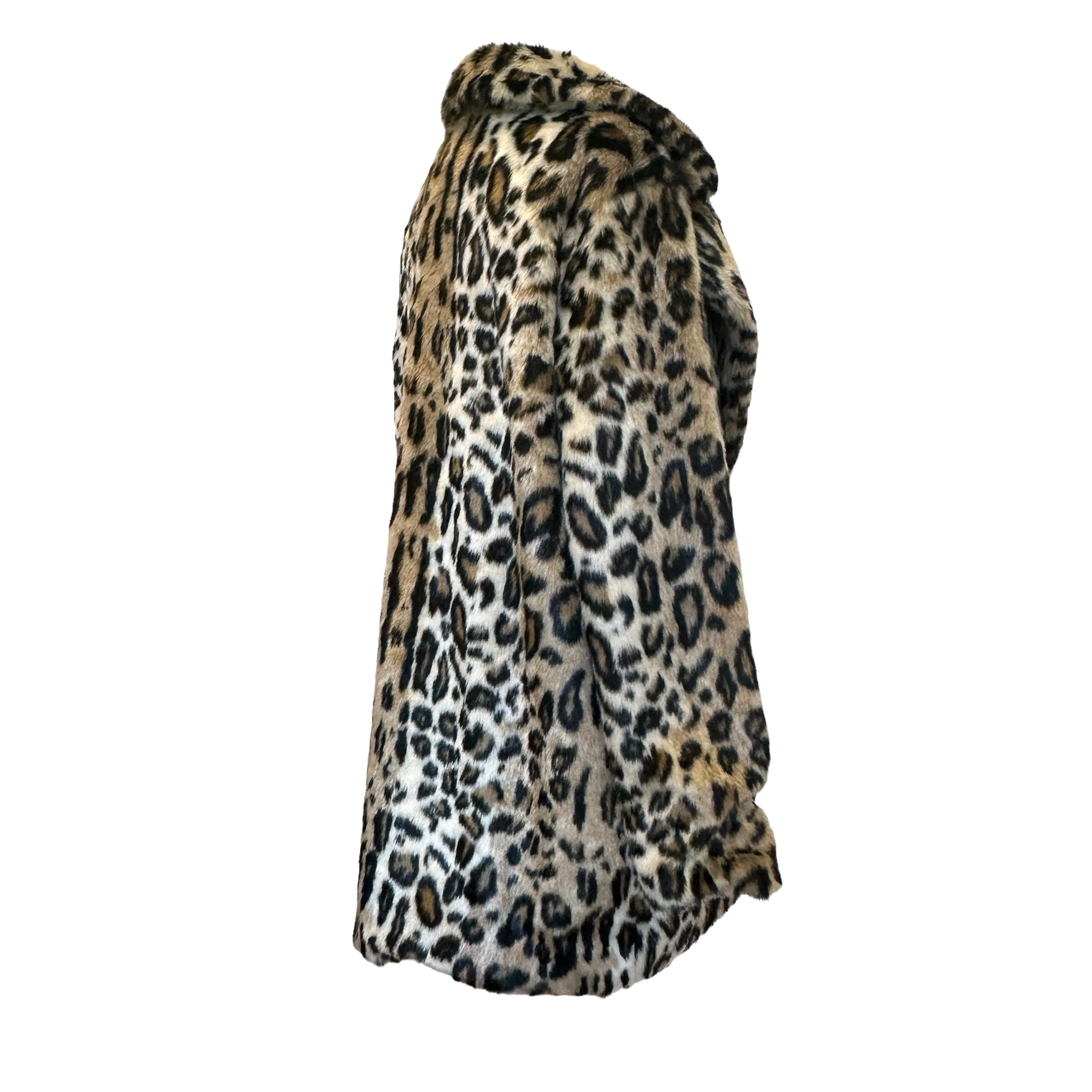 Leopard Faux Fur Coat - M