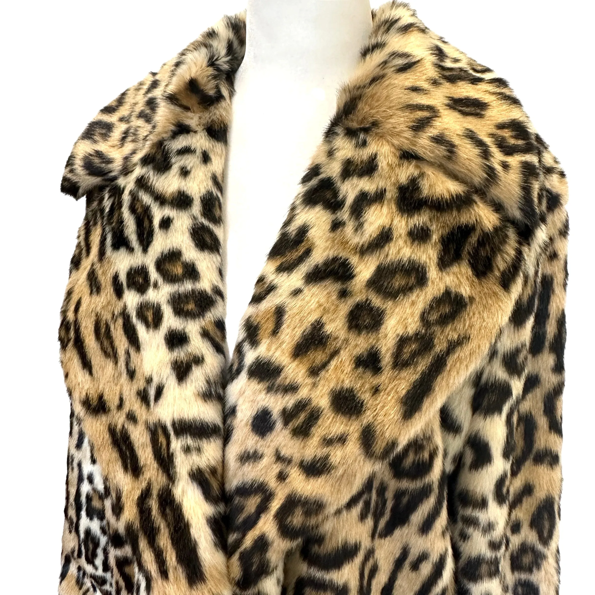 Leopard Faux Fur Coat - M