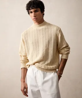 Linen Mock Neck Sweater in Bisque