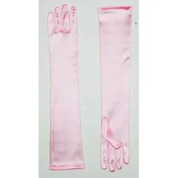 Long Satin Dress Gloves - Pink