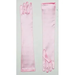 Long Satin Dress Gloves - Pink