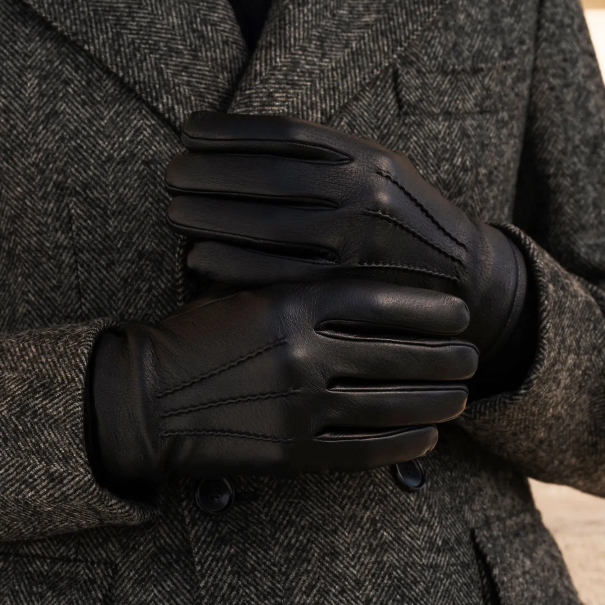 Lorenzo (black) - Italian gloves made of American deerskin leather with cashmere lining