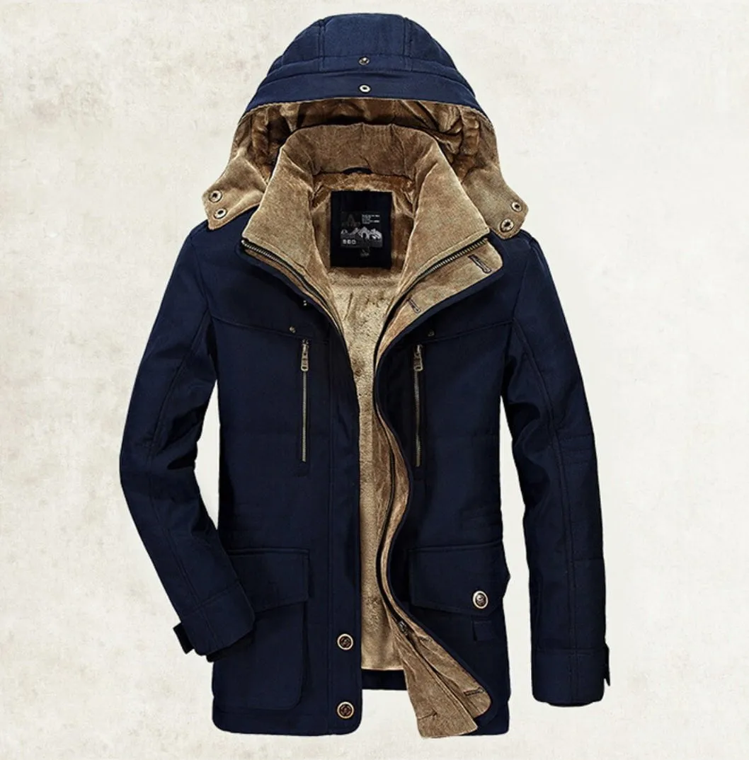 LovelyRLovely Men's Thick Multi-Pocket Hooded Coat