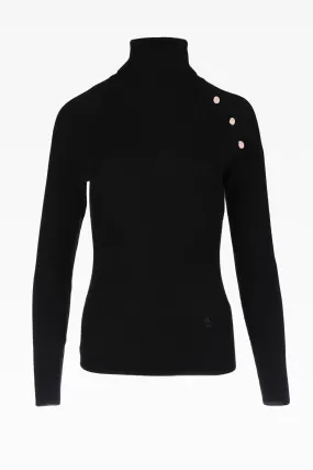 Luna Ladies Cashmere Roll Polo in Classic Black