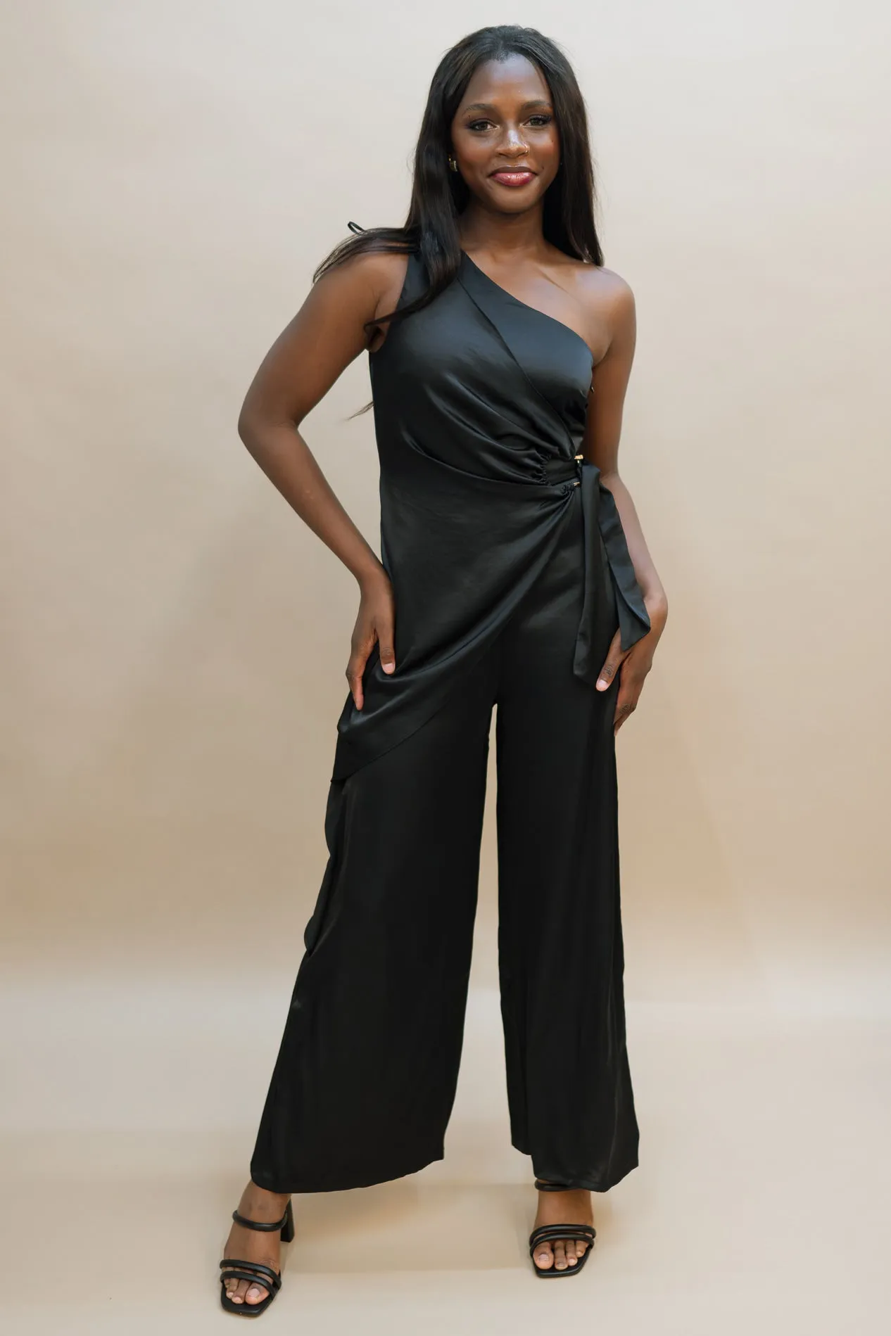 Luna One Shoulder Jumpsuit - Black