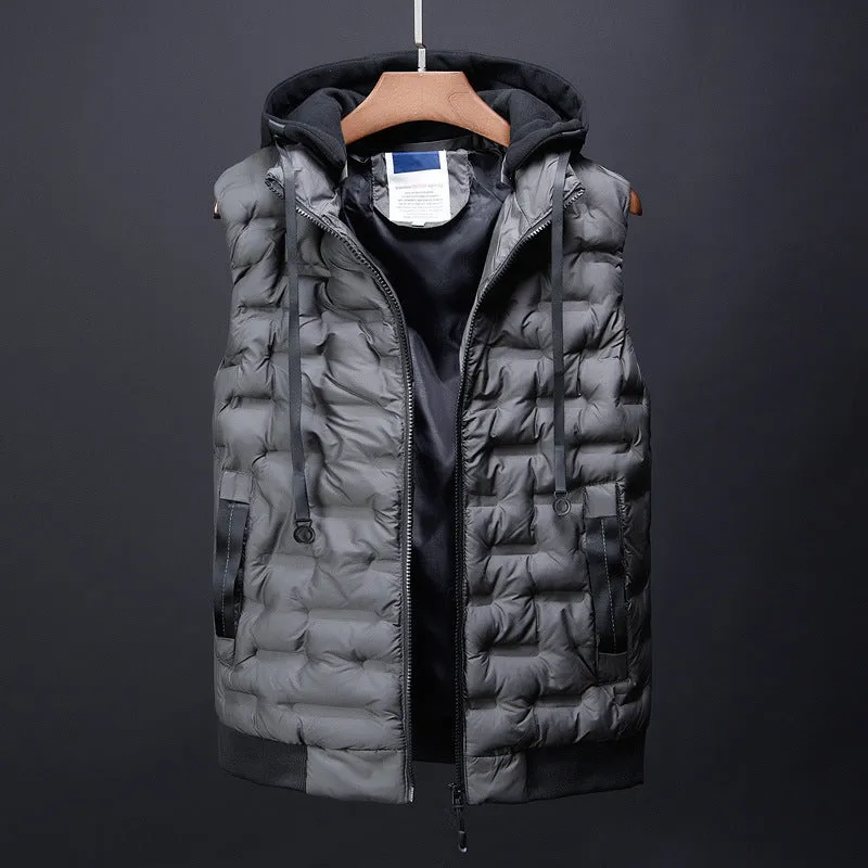 Male Vest Hooded Winter Warm Coat Men Waistcoat