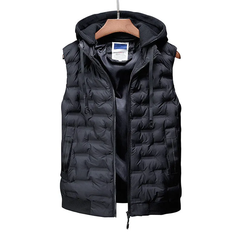 Male Vest Hooded Winter Warm Coat Men Waistcoat