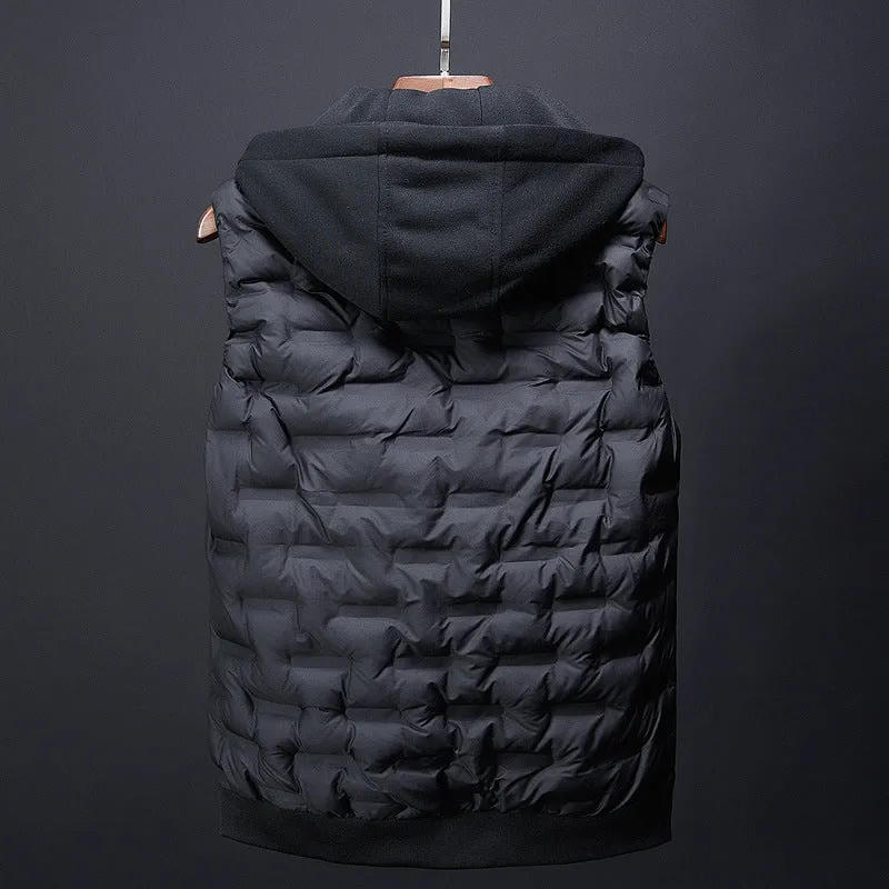 Male Vest Hooded Winter Warm Coat Men Waistcoat