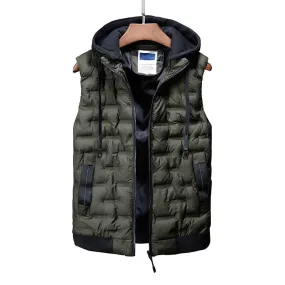 Male Vest Hooded Winter Warm Coat Men Waistcoat