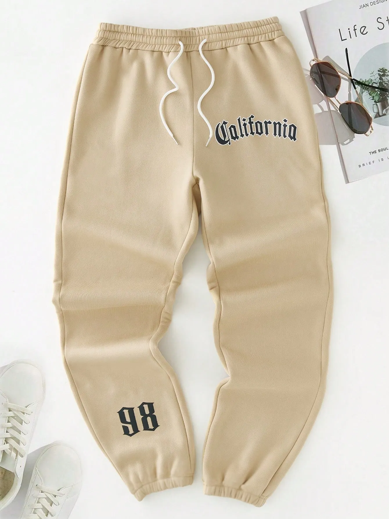 Manfinity Men Letter Graphic Drawstring Waist Sweatpants