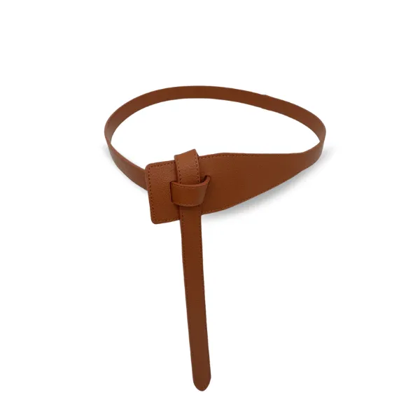 MARINA - Women's Tan Genuine Leather Knot Waist Belt