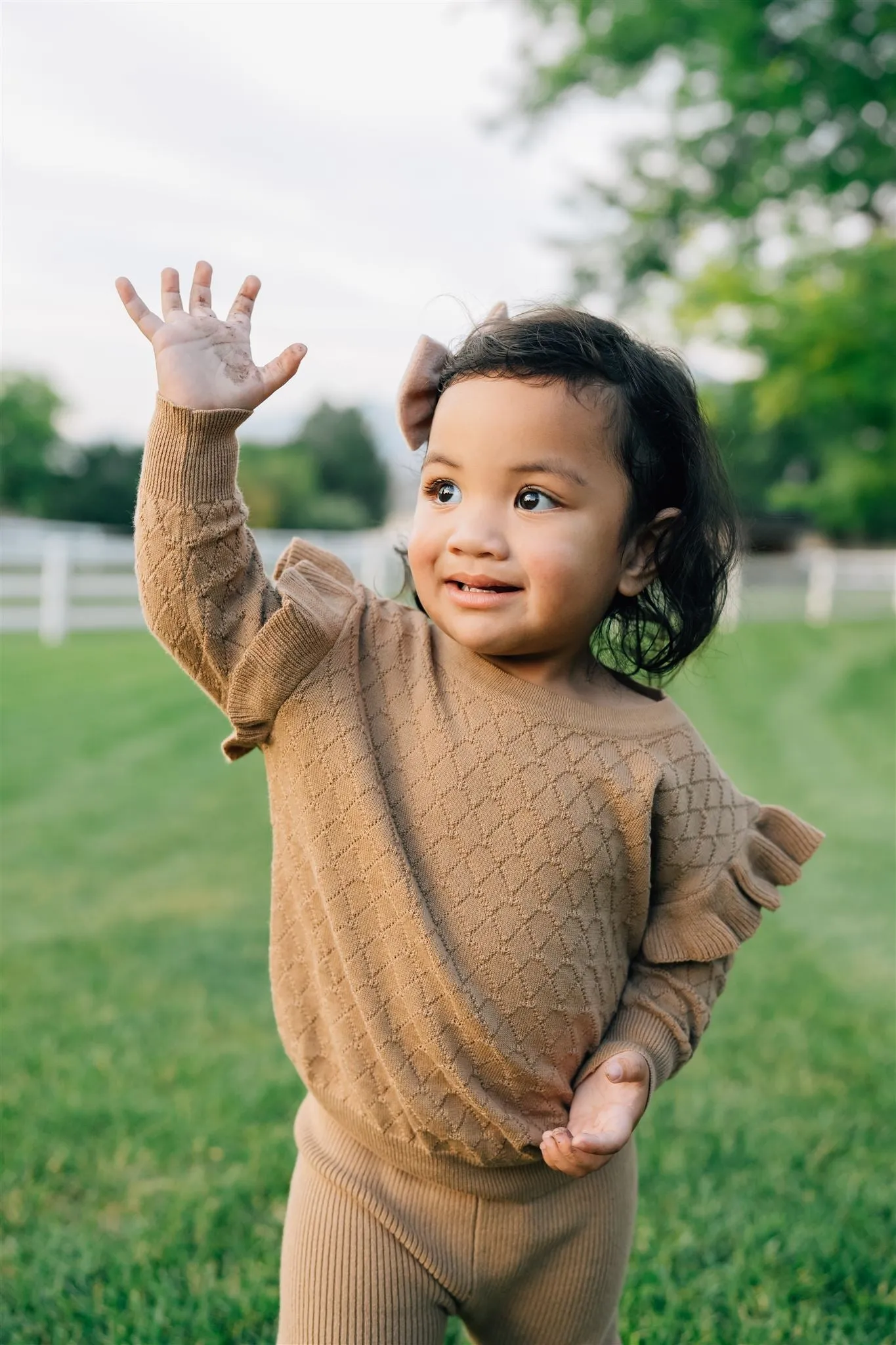 Mebie Baby Toffee Knit Ruffle Sweater