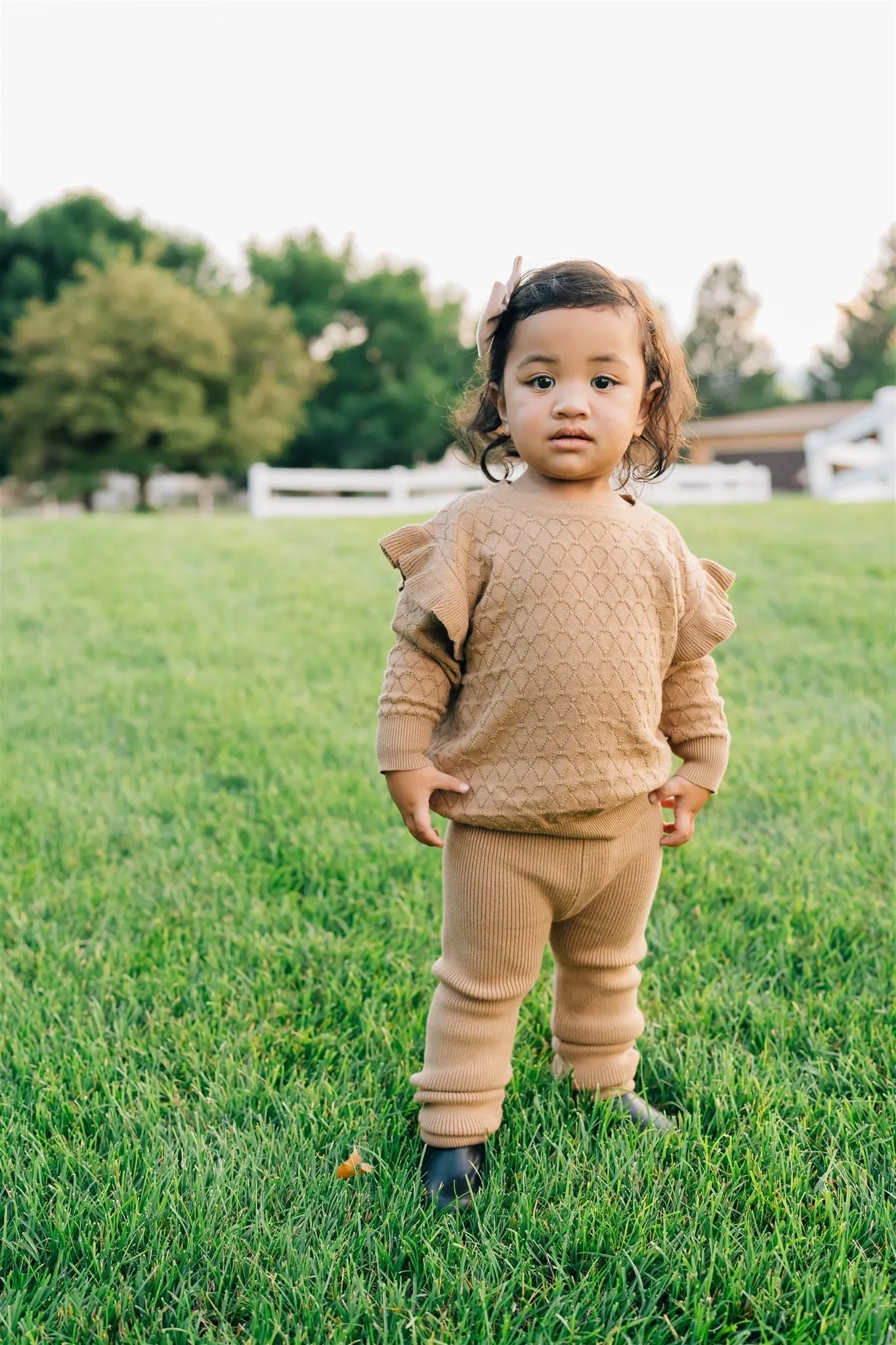 Mebie Baby Toffee Knit Ruffle Sweater