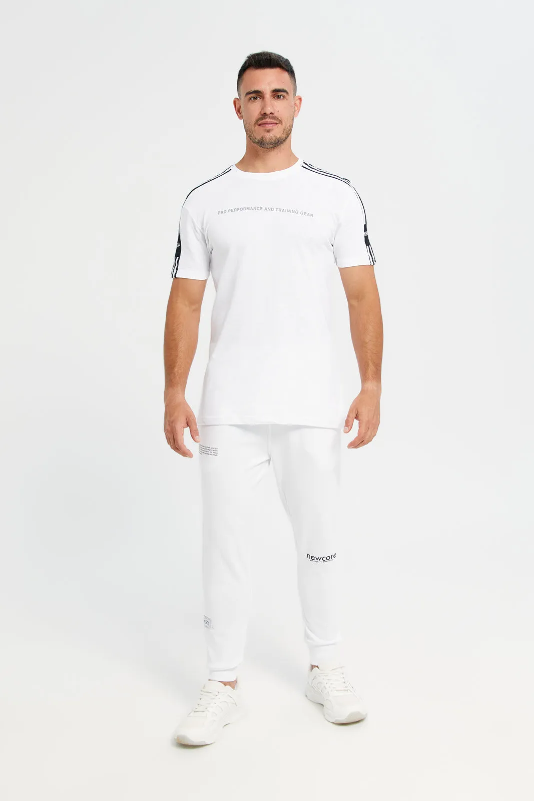 Men White Printed Active Pants