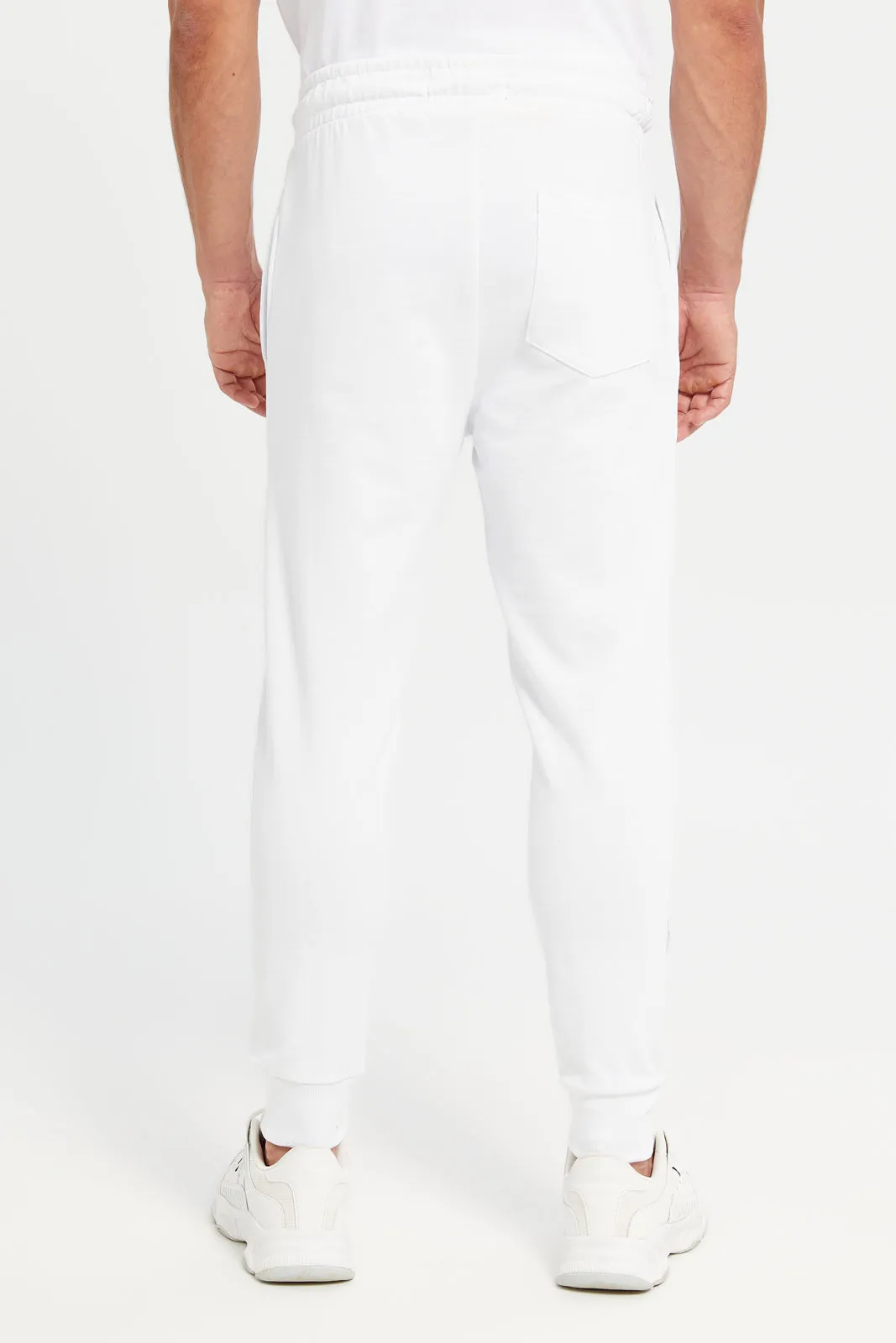 Men White Printed Active Pants