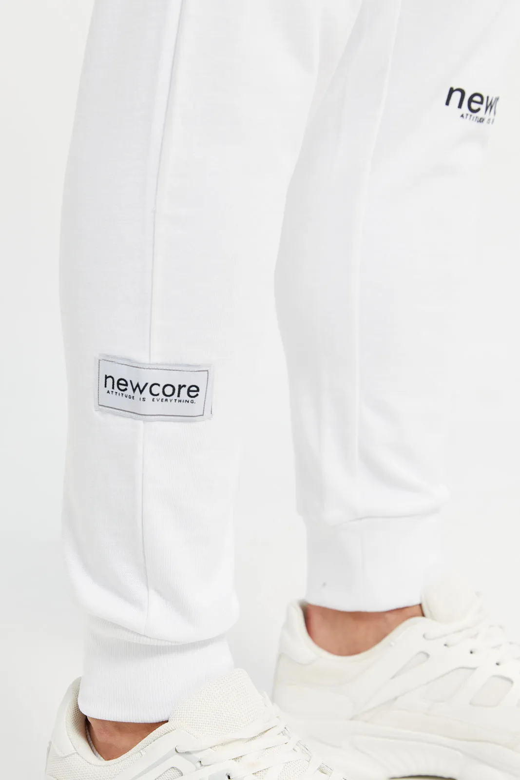 Men White Printed Active Pants