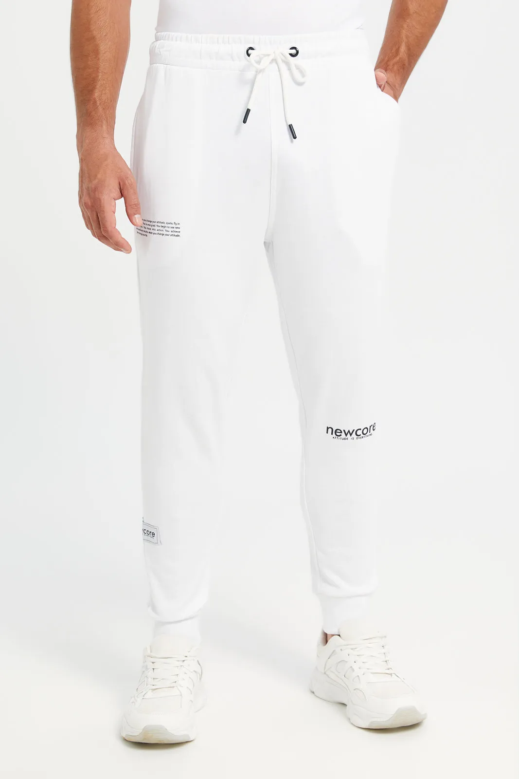 Men White Printed Active Pants