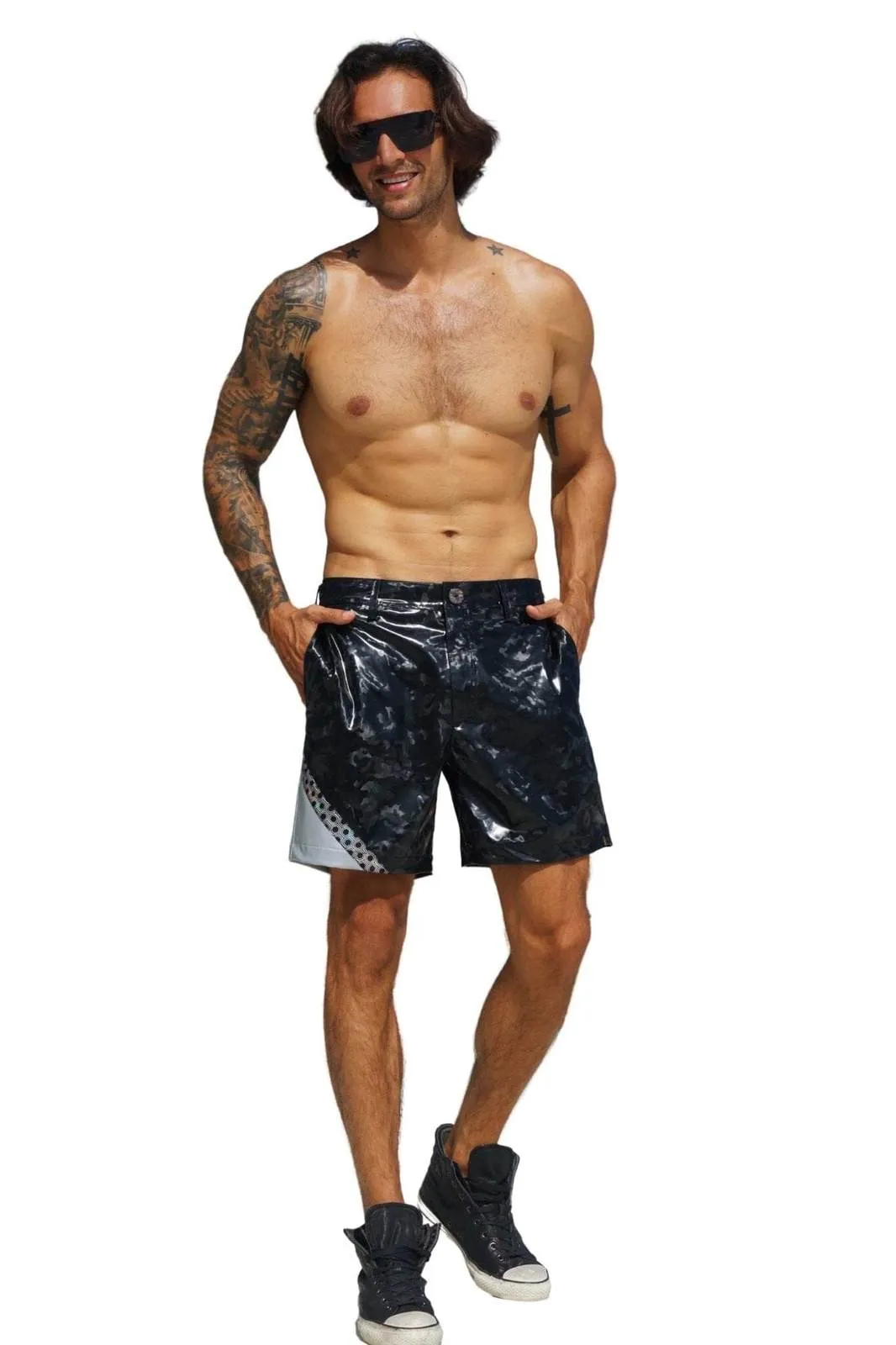 Mens Black Camo Shorts