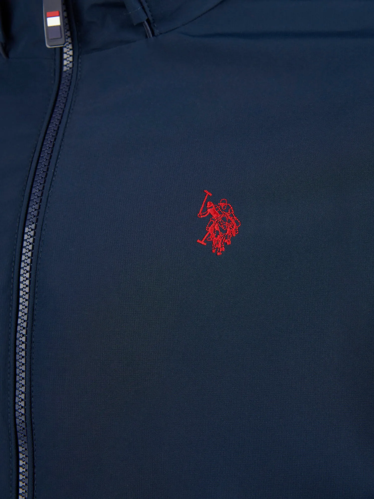 Mens Fleece Lined Windbreaker in Dark Sapphire Navy / Haute Red DHM